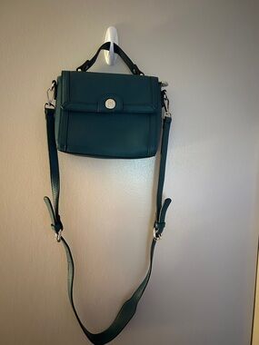 Structured Teal Crossbody Bag with Top Handle